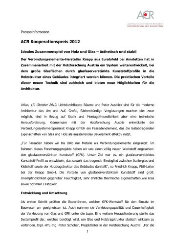 Ideales Zusammenspiel von Holz und Glas - Knapp GmbH - ACR