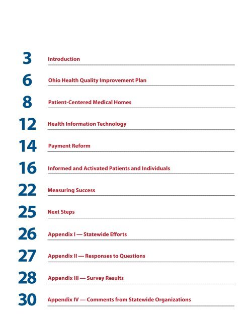 Ohio Health Quality Improvement Plan