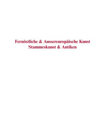 Aussereuropäische Kunst, Stammeskunst & Antiken, Kat.