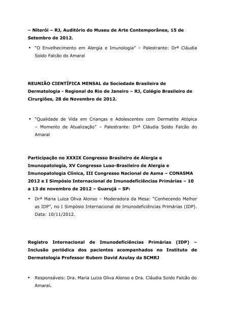 ProduÃ§Ã£o CientÃ­fica do ano de 2012 - instituto de dermatologia prof ...