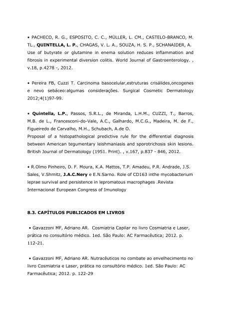 ProduÃ§Ã£o CientÃ­fica do ano de 2012 - instituto de dermatologia prof ...