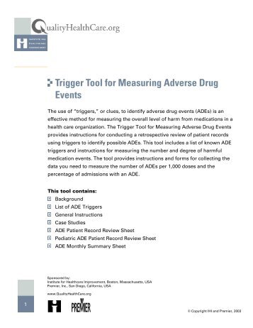 Trigger Tool for Measuring Adverse Drug Events