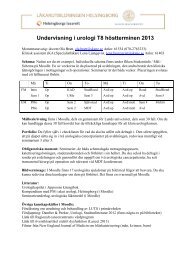 Undervisning i urologi T8 höstterminen 2013