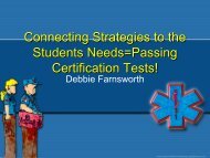 Connecting Strategies to the Students Needs=Passing Certification Tests!