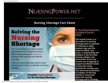 Nursing Shortage Fact Sheet