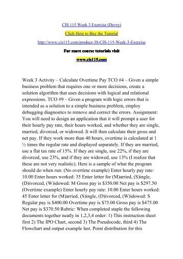 CIS 115 Week 3 Exercise (Devry)