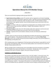 Operations Manual for ATA Member Groups