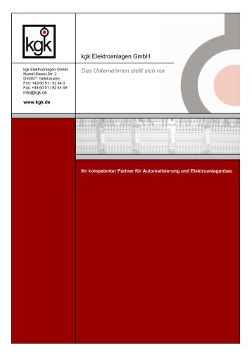 Das Unternehmen stellt sich vor -deutsch- - kgk Elektroanlagen GmbH