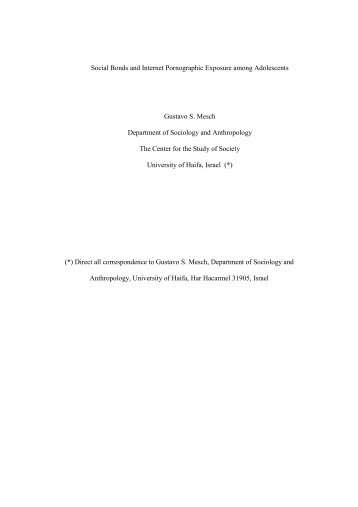 Social Bonds and Internet Pornographic Exposure among Adolescents