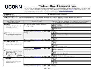 Workplace Hazard Assessment Form