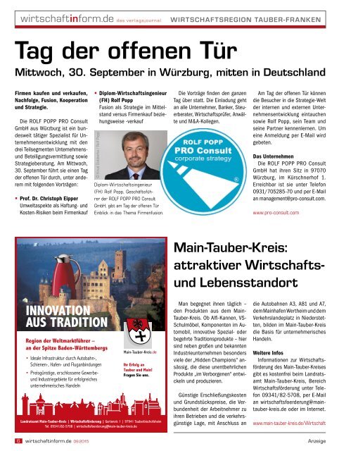 Wirtschaftsregion Tauber-Franken | wirtschaftinform.de 09.2015