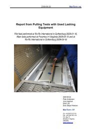 Report from Pulling Tests with Used Lashing Equipment