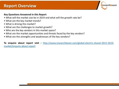 Electric Shovel Market Analysis & Forecast 2015-2019