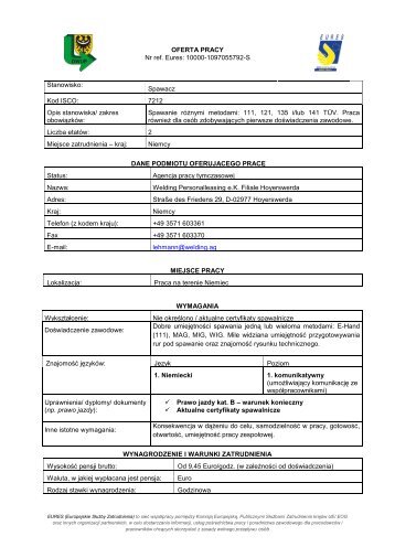 oferta pracy Nr 115/2013 Spawacz (PDF, 204,74kB)