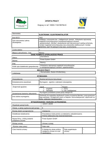 oferta pracy Nr 359/2013 Elektronik / elektroinstalator (PDF, 242,73kB)