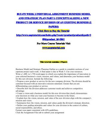 business model and strategic plan part business model and strategic plan part