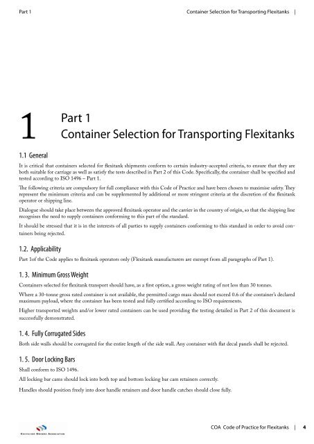 Code of Practice for Flexitanks