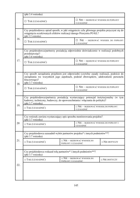 Zasady dokonywania wyboru projektÃ³w w ramach PO KL - AktualnoÅci