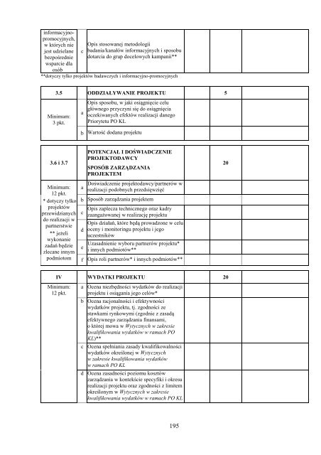 Zasady dokonywania wyboru projektÃ³w w ramach PO KL - AktualnoÅci