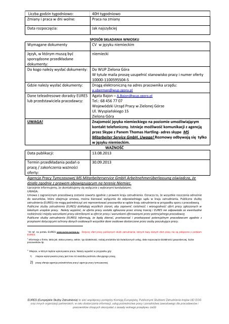 Oferta pracy nr 289/2013 - kierownik magazynu (PDF, 565,24kB)