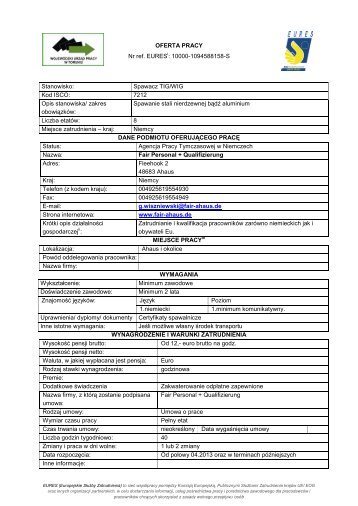 oferta pracy Nr 110/2013 Spawacz TIG/WIG (PDF, 209,48kB)