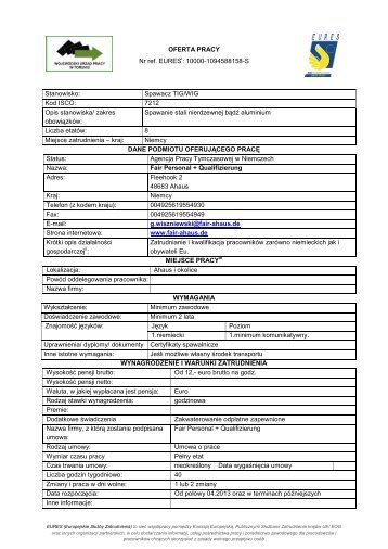 oferta pracy Nr 110/2013 Spawacz TIG/WIG (PDF, 209,48kB)