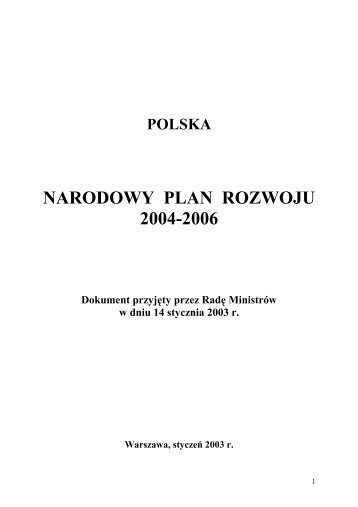 NARODOWY PLAN ROZWOJU 2004-2006