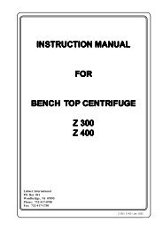 instruction manual for bench top centrifuge - Phenix Research ...