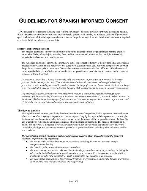 GUIDELINES SPANISH INFORMED CONSENT
