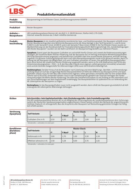 Produktinformationsblatt Lbs