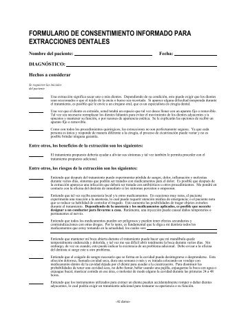 FORMULARIO DE CONSENTIMIENTO INFORMADO PARA EXTRACCIONES DENTALES