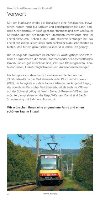 Broschüre Enztal - KVV - Karlsruher Verkehrsverbund