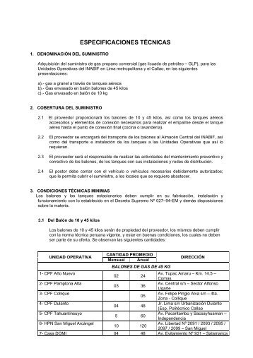 ESPECIFICACIONES TÉCNICAS