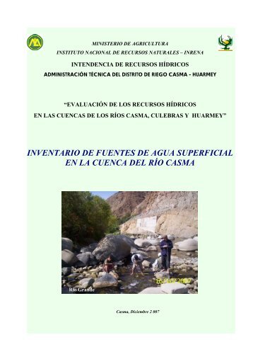 INVENTARIO DE FUENTES DE AGUA SUPERFICIAL EN LA CUENCA DEL RÍO CASMA