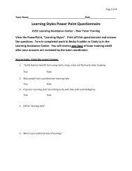 Learning Styles Power Point Questionnaire