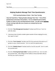 Helping Students Manage Their Time Questionnaire