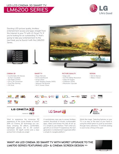 Led lcd cinema 3d smart tv lm6200 series - LG Electronics