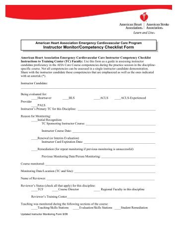 Instructor Monitor/Competency Checklist Form