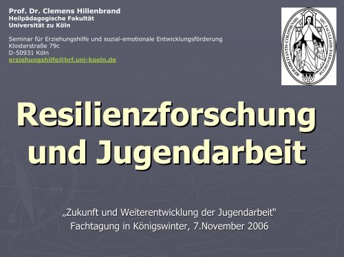 "Resilienzforschung und Jugendarbeit", Vortrag von Prof. Dr. Clemens