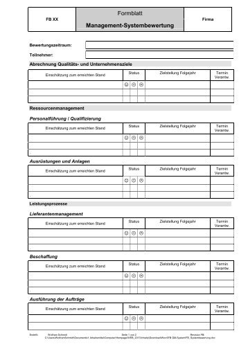 Formblatt Management-Systembewertung