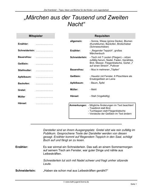 Marchen Aus Der Tausend Und Zweiten Nacht