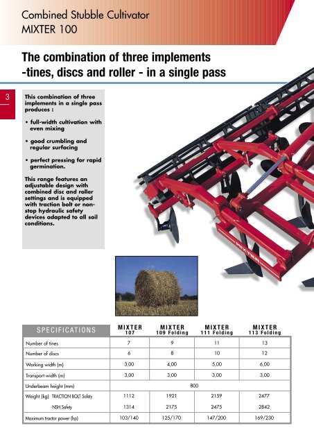 The Kuhn-Huard 3 to 6 m stubble cultivator range