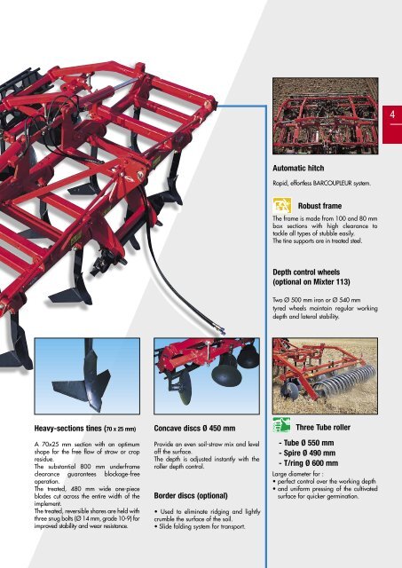 The Kuhn-Huard 3 to 6 m stubble cultivator range