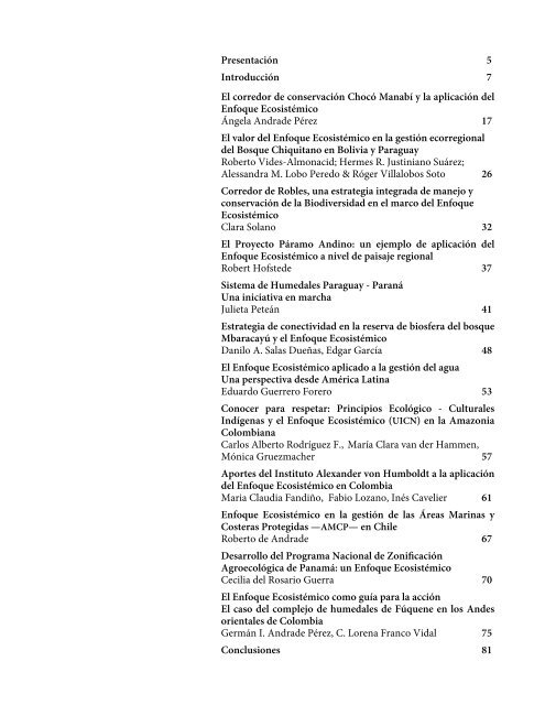 Aplicación del Enfoque Ecosistémico en Latinomérica