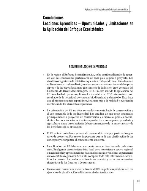 Aplicación del Enfoque Ecosistémico en Latinomérica