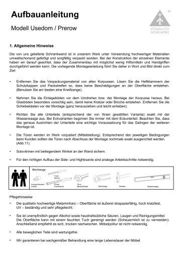 Aufbauanleitung - Stralsunder Möbelwerke