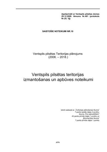 Ventspils pilsētas teritorijas izmantošanas un apbūves noteikumi