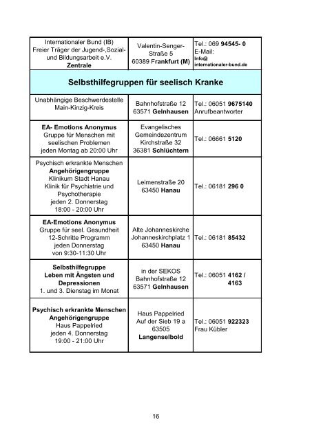 Gemeindepsychiatrisches Netzwerk im MKK - des Main-Kinzig-Kreises