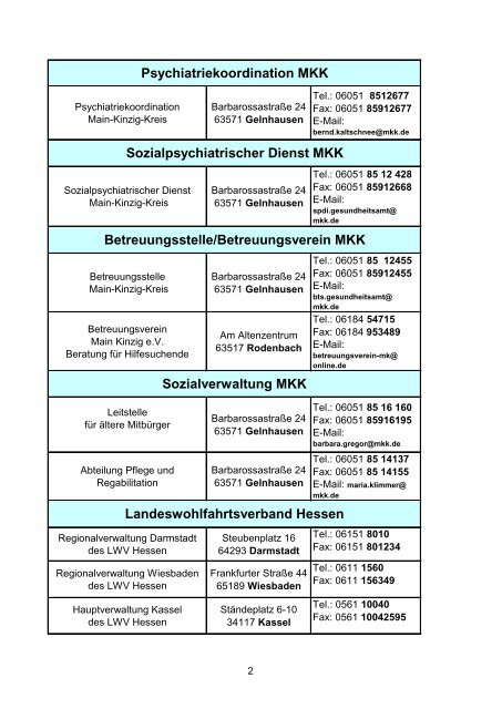 Gemeindepsychiatrisches Netzwerk im MKK - des Main-Kinzig-Kreises