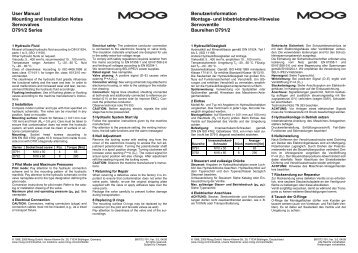 User Manual Mounting and Installation Notes Servovalves ... - Moog